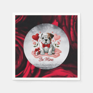 Serviette En Papier Be Mine English Bulldog Valentine Papier Napkins