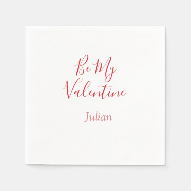 Serviette En Papier Be my valentine red name elegant love couple  (Devant)
