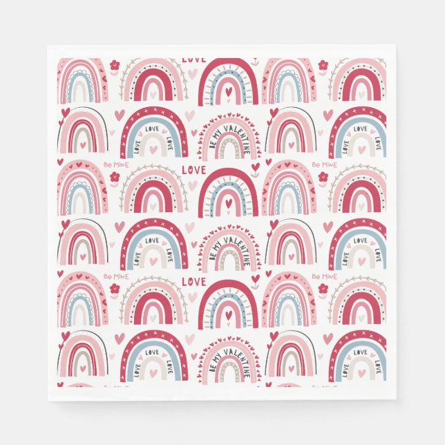 Serviette En Papier Be My Valentines Day Rainbow (Devant)