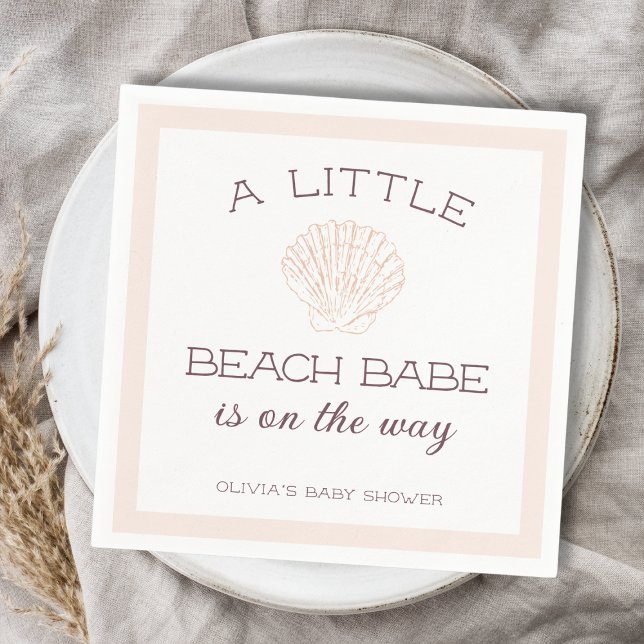 Serviette En Papier Beach Babe Seashell Baby shower d'été fille (Beach Babe Seashell Summer Girl Baby Shower Napkins)