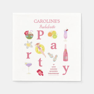 Serviette En Papier Beach Bachelorette Fête des mariées  Affiche de bi