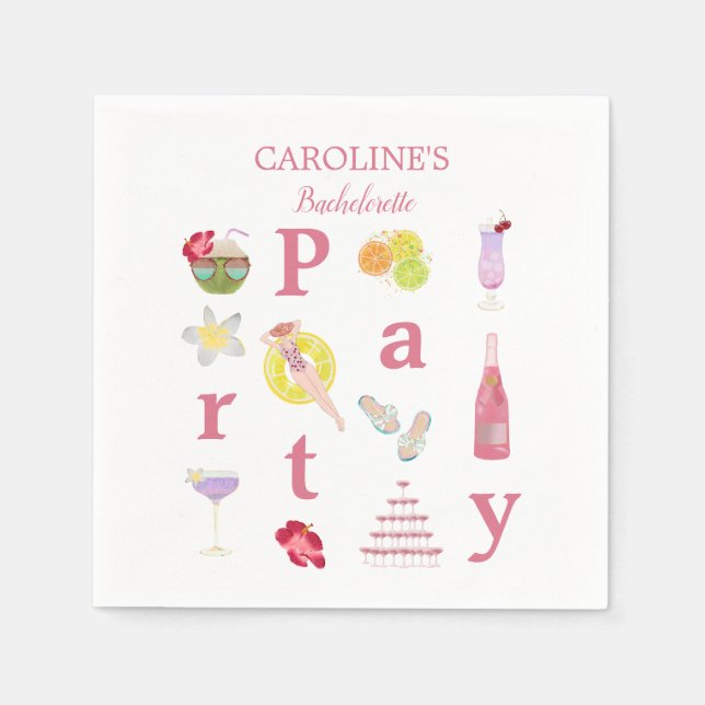 Serviette En Papier Beach Bachelorette Fête des mariées  Affiche de bi (Devant)