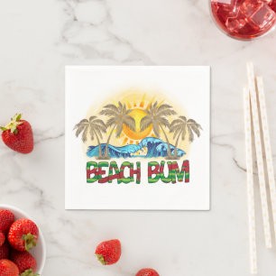 Serviette En Papier Beach Bum   Watermelon, Ocean Waves et soleil trop