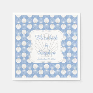Serviette En Papier Beach Clamshells Seashells Noms Mariage