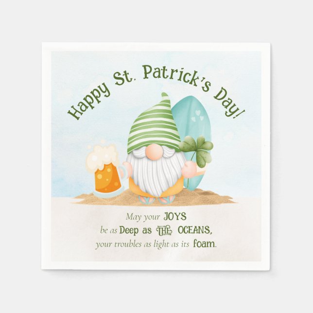 Serviette En Papier Beach Gnome St Patrick's Day Paper Napkin (Devant)