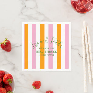 Serviette En Papier Beach House Custom Oink Orange Cabana Stripe