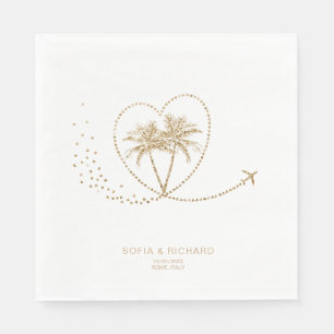Serviette En Papier Beach Palm Tree Gold Destination Tropical Mariage