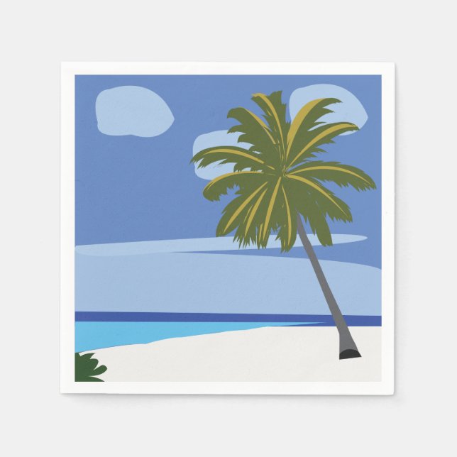 Serviette En Papier Beach Palm Tree Vacances Beach Party (Devant)