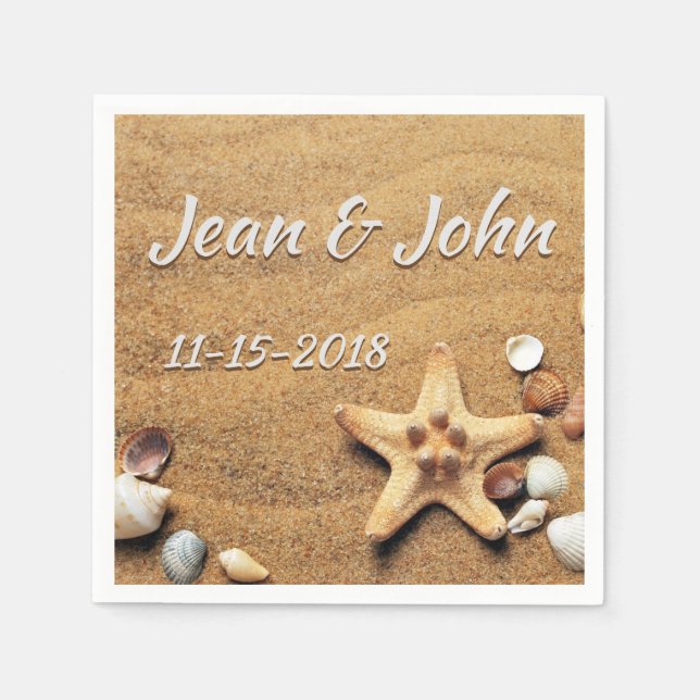 Serviette En Papier Beach Shells Mariage personnalisé (Devant)