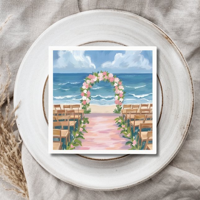 Serviette En Papier Beach Wedding Aisle Floral Watercolor (Créateur téléchargé)