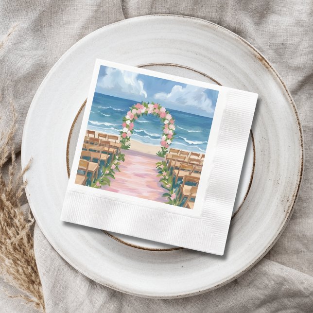 Serviette En Papier Beach Wedding Aisle Floral Watercolor (Créateur téléchargé)