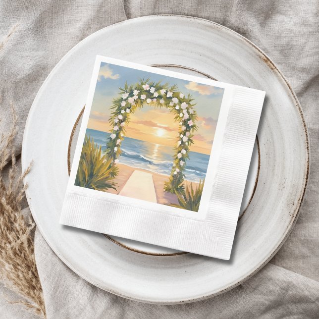 Serviette En Papier Beach Wedding Arch Floral Watercolor (Créateur téléchargé)