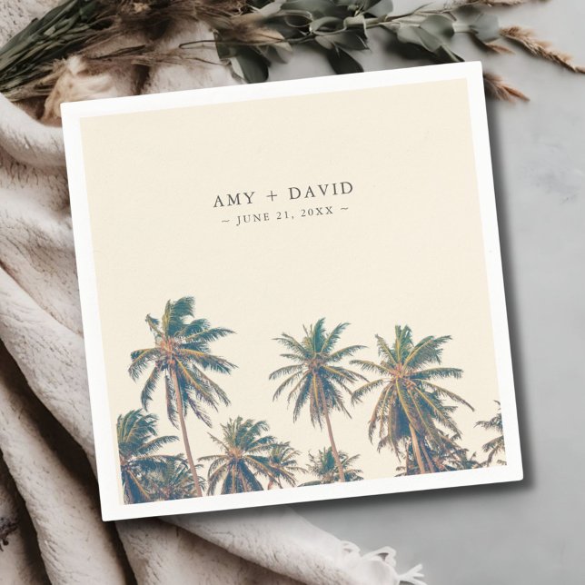 Serviette En Papier Beach Wedding Reception Palm Tree Personalized (Beach Wedding Reception Palm Tree Personalized Napkins)