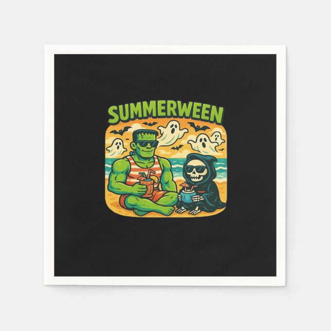 Serviette En Papier Beachside Boogeymen - Classe Retro Summerween Vibe (Devant)