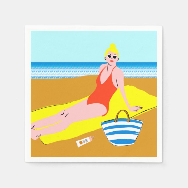 Serviette En Papier Beachy Keen - Jaune (Devant)