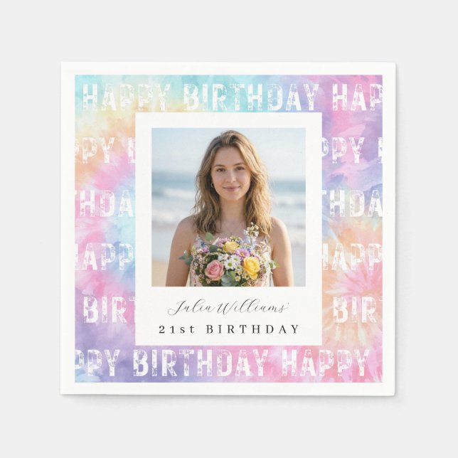 Serviette en papier Beachy Rainbow pour les 21 ans (Devant)