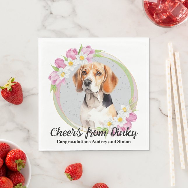 Serviette En Papier Beagle Chien Animaux Mariages Napkins Avec Chiens  (En situation)