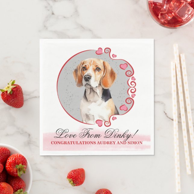 Serviette En Papier Beagle Chien Animaux Mariages Napkins Avec Chiens  (En situation)
