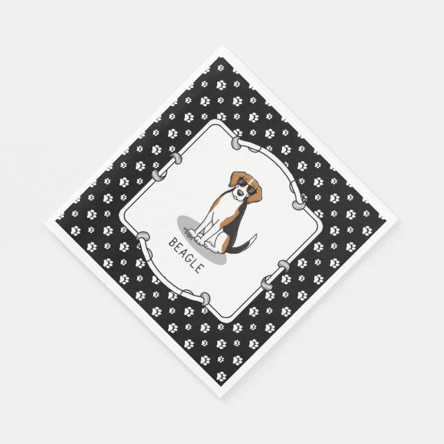 Serviette En Papier Beagle cool avec lunettes de soleil (tri couleur 3 (Coin)