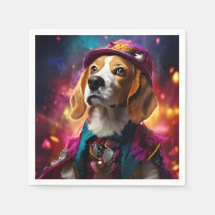 Serviette En Papier Beagle dans un Casquette rose