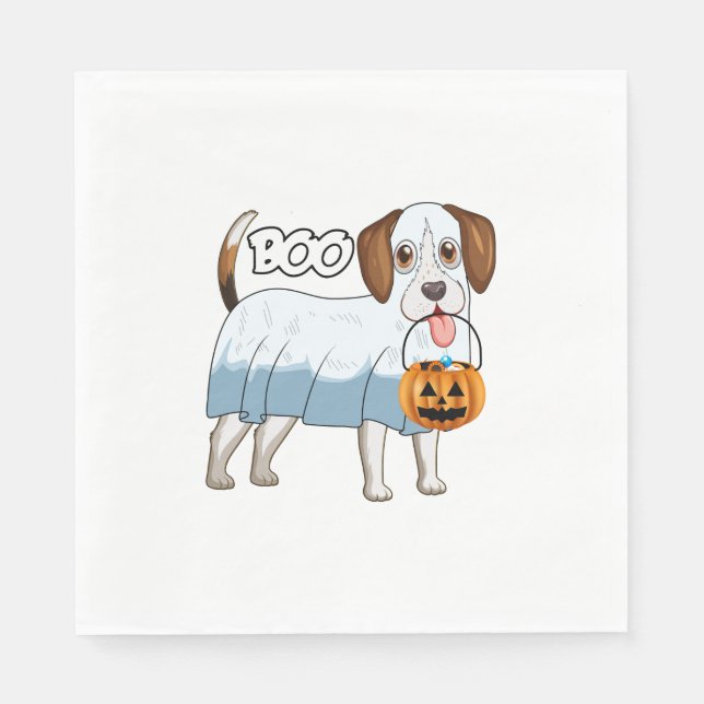 Serviette En Papier Beagle fantôme chien d'Halloween (Devant)