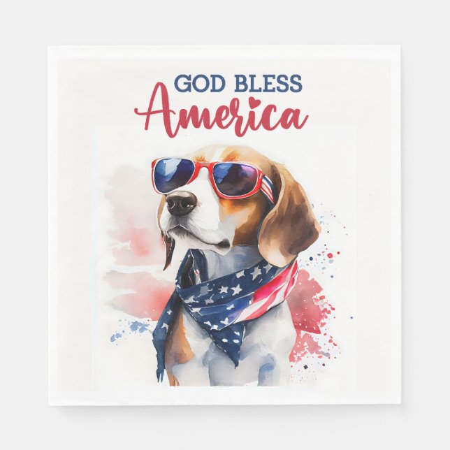 Serviette En Papier Beagle patriotique (Devant)