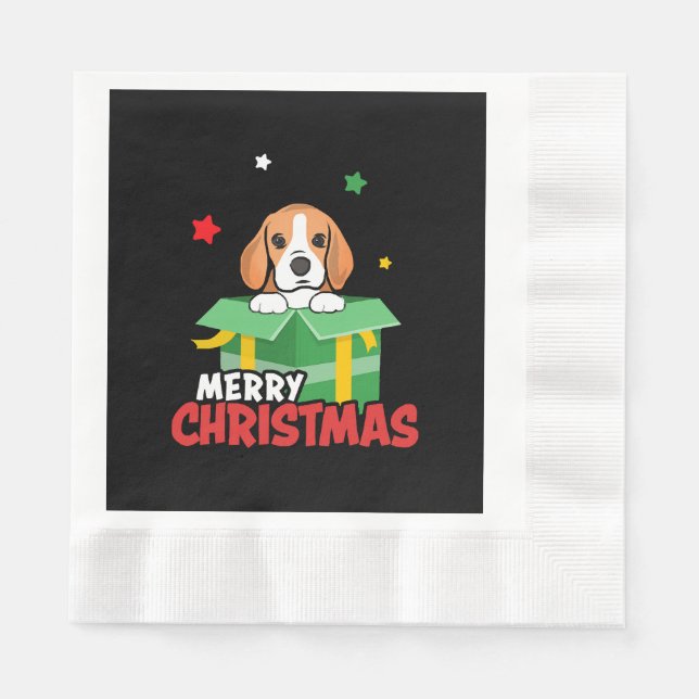 Serviette En Papier Beagle Père Noël Amoureux de les chiens Joyeux Noë (Devant)