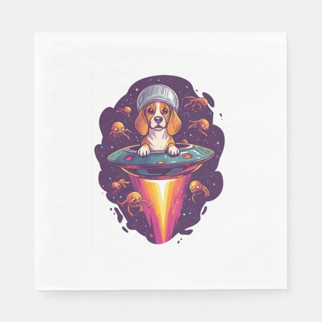 Serviette En Papier Beagle - Rencontre de Chien Intergalactique (Devant)