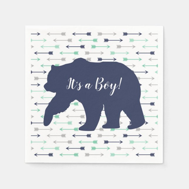 Serviette En Papier Bear Adventure Await Papier Baby shower Napkin (Devant)