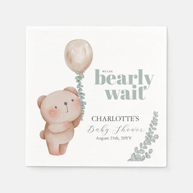 Serviette En Papier Bear Balloon Bearly Wait Douche neutre serviettes (Devant)