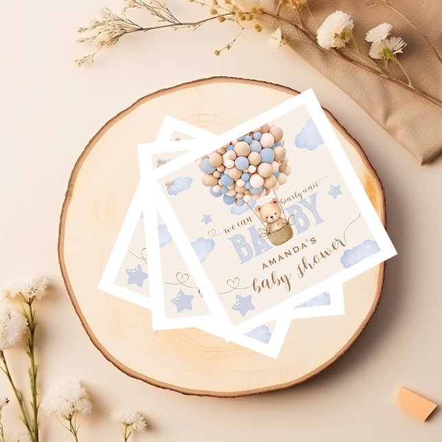 Serviette En Papier Bear Balloons Bearly Wait Bébé Garçon Douche (Créateur téléchargé)