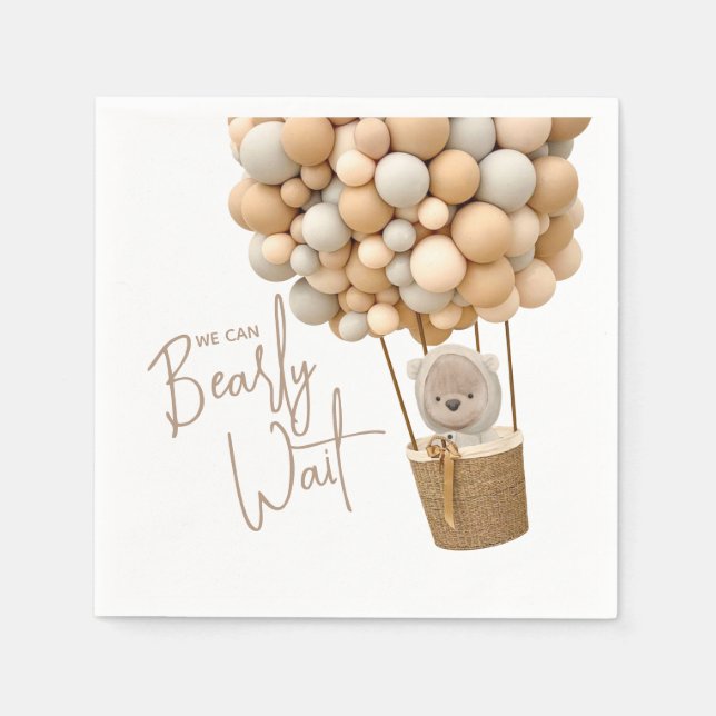 Serviette En Papier Bear Balloons Moderne Baby shower neutre genre (Devant)
