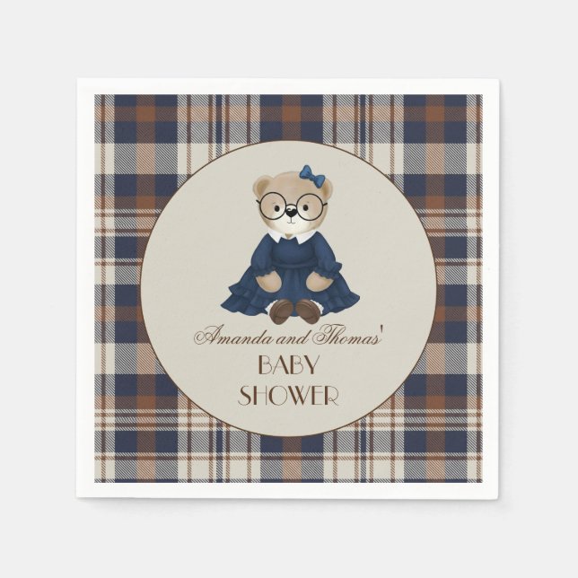Serviette En Papier Bear Luxury Girl Baby Shower  (Devant)