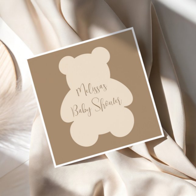 Serviette En Papier Bearly Wait Beige Teddy Bear Baby Shower (Créateur téléchargé)