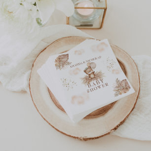 Serviette En Papier Bearly Wait Boho Pampas Baby shower Ours en peluch