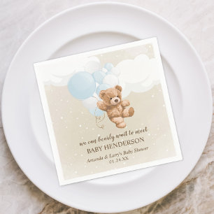 Serviette En Papier Bearly Wait Dusty Blue Teddy Bear Napkins
