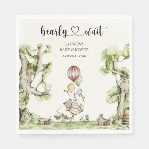 Serviette En Papier Bearly Wait Genre Neutre Baby shower Woodland