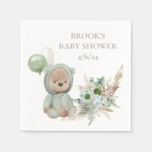 Serviette En Papier Bearly Wait Green Boho Bear Favoriser