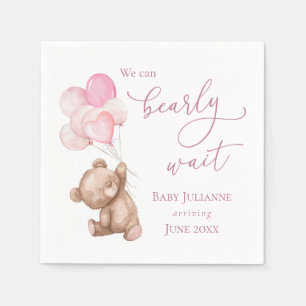 Serviette En Papier Bearly Wait Pink Teddy Bear Baby shower