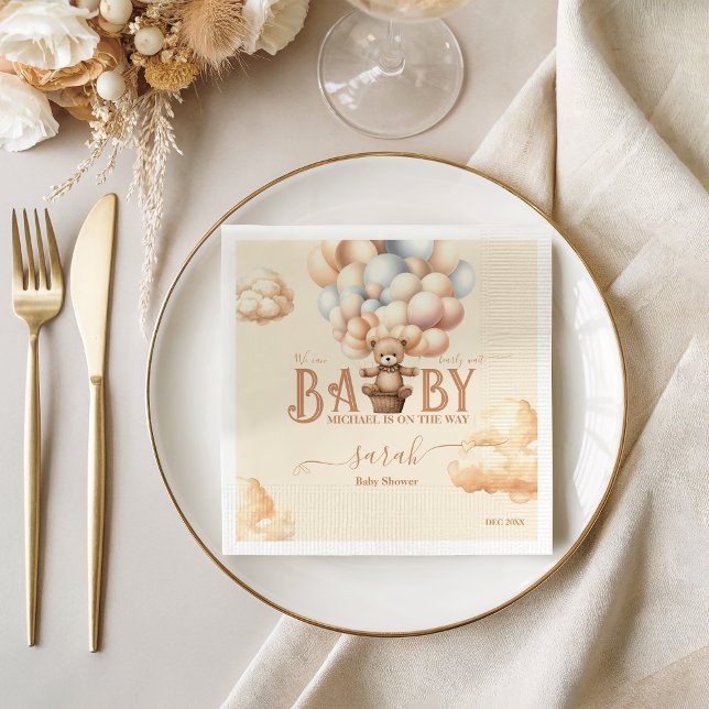 Serviette En Papier Bearly Wait Teddy Bear Balloons Genre Neutre (Créateur téléchargé)