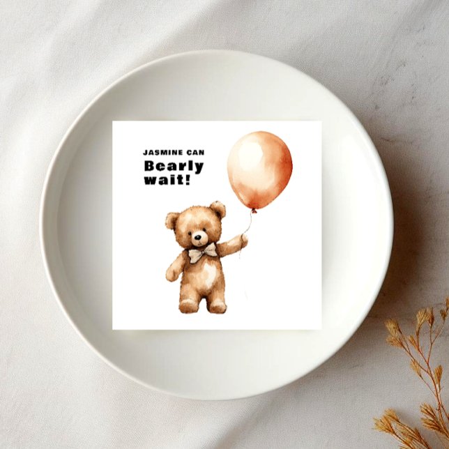 Serviette En Papier Bearly wait thème baby shower Papier Napkin (we can bearly wait modern minimal modern teddy bear desgin all on a crisp white background)
