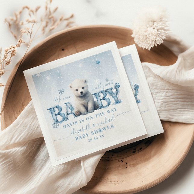 Serviette En Papier Bearly Wait Winter Moderne Baby shower Ours Polair (Créateur téléchargé)