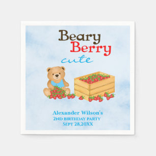 Serviette En Papier Beary Berry Cute Strawberry Cub Garçon fête d'anni