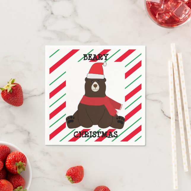 Serviette En Papier Beary Merry Christmas Party Napkin (En situation)