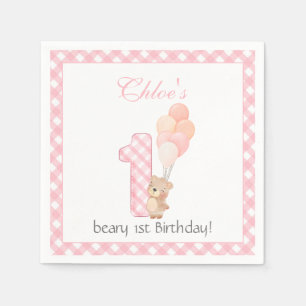 Serviette En Papier Beary Premier Teddy Bear rose Anniversaire