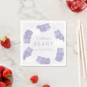 Serviette En Papier Beary Sweet Purple Gummy Ours Anniversaire
