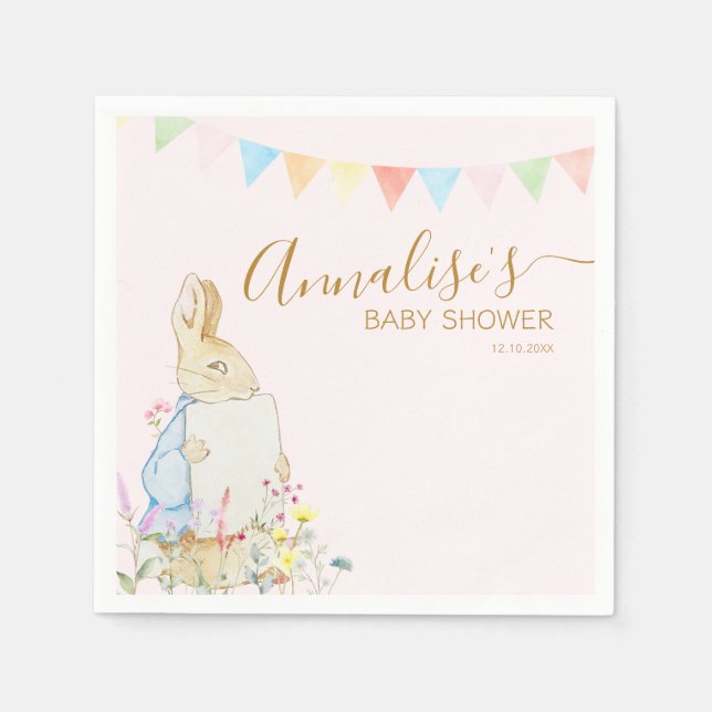 Serviette En Papier Beatrix Peter le lapin Baby shower des bois (Devant)