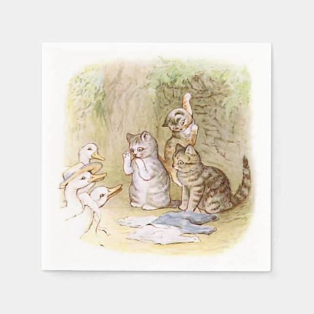 Serviette En Papier Beatrix Potter, Chatons, Canards, Personnalisé (Devant)