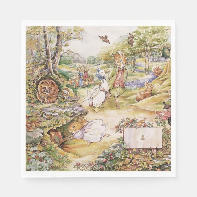 Serviette En Papier Beatrix Potter Cute Peter et ses amis (Devant)