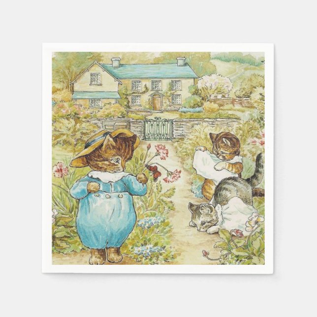 Serviette En Papier Beatrix Potter Kittens (Devant)